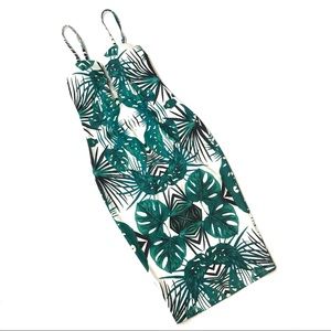 Tiger Mist tropical Palm leaf print bodycon dress
